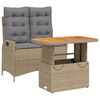 vidaXL spisebordss&aelig;t til haven 2 dele med hynder polyrattan beige