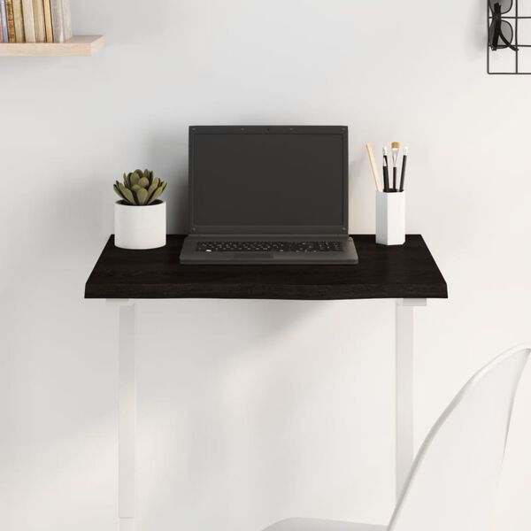 vidaXL bordplade 60x40x2 cm behandlet massivt egetræ mørkebrun