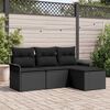 vidaXL Havesofa Sæt med pude med opbevaring 4 pcs Sort Poly rattan