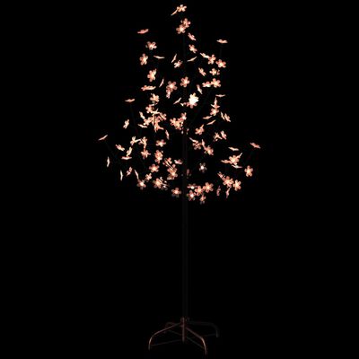 vidaXL kirsebærtræ med LED-lys 120 cm 84 LED'er varmt hvidt lys