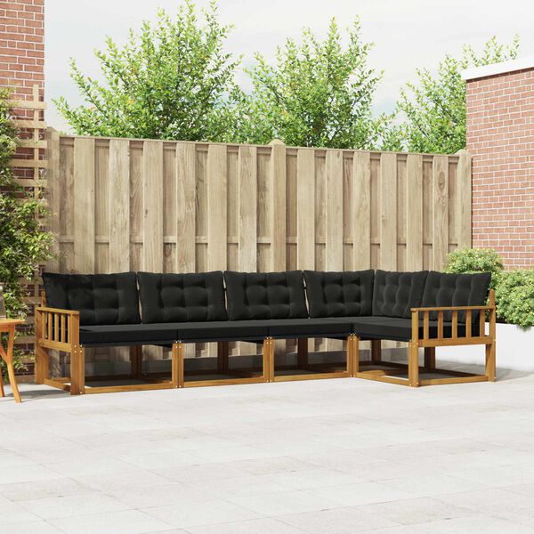 vidaXL Udend&oslash;rs sofagruppe med pude 5 pcs Naturlig og sort