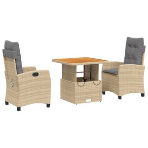 vidaXL spisebordss&aelig;t til haven 5 dele med hynder polyrattan beige