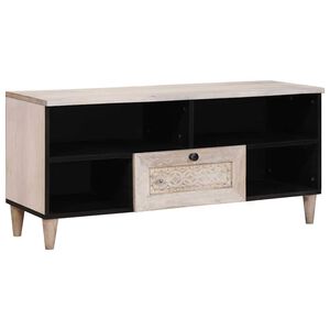 vidaXL TV-skab med skuffe Bleg Hvid 100 x 33 x 46 cm Massivt mangotr&aelig;