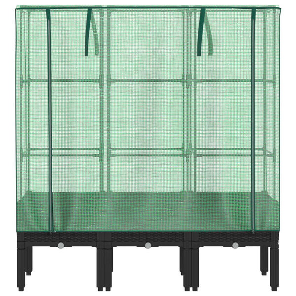 vidaXL h&oslash;jbed med drivhusovertr&aelig;k 120x40x140 cm rattan-look