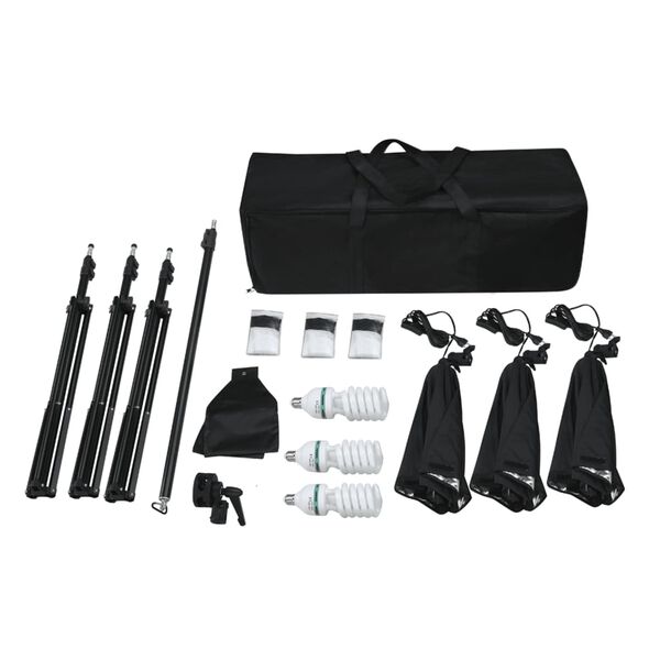 vidaXL fotostudieudstyr med softbox-lamper og baggrund