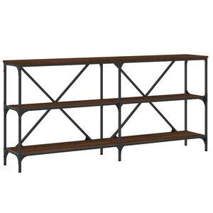 vidaXL konsolbord 160x30x75 cm konstrueret tr&aelig; og jern brunt egetr&aelig;