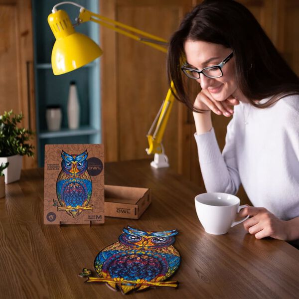 UNIDRAGON puslespil 650 brikker Charming Owl royal size 35x60 cm tr&aelig;