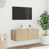 vidaXL væghængt tv-bord med LED-lys 80x35x31 cm sonoma-eg