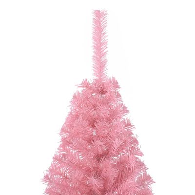 vidaXL kunstigt halvt juletræ med juletræsfod 150 cm PVC pink