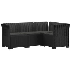 vidaXL 4-Persons Have Sofa med Puder Rattan Look PP Antracit