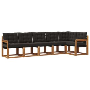 vidaXL Udend&oslash;rs sofagruppe med pude 6 pcs Naturlig og sort