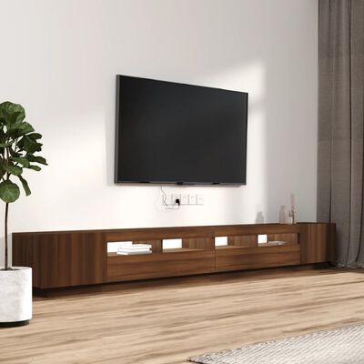 vidaXL tv-borde 3 stk. med LED-lys konstrueret træ brun egetræsfarve
