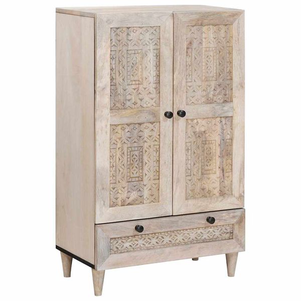 vidaXL Highboard med skuffe Hvid 60 x 33 x 100 cm Massivt mangotræ