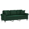 vidaXL 3-personers sofa med puder og hynder 180 cm velour m&oslash;rkebrun