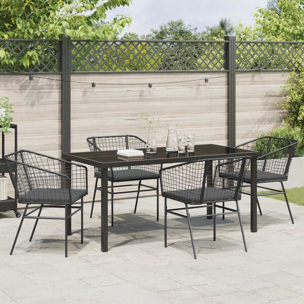 vidaXL Have Spisebordss&aelig;t 5 pcs Sort polyrattan