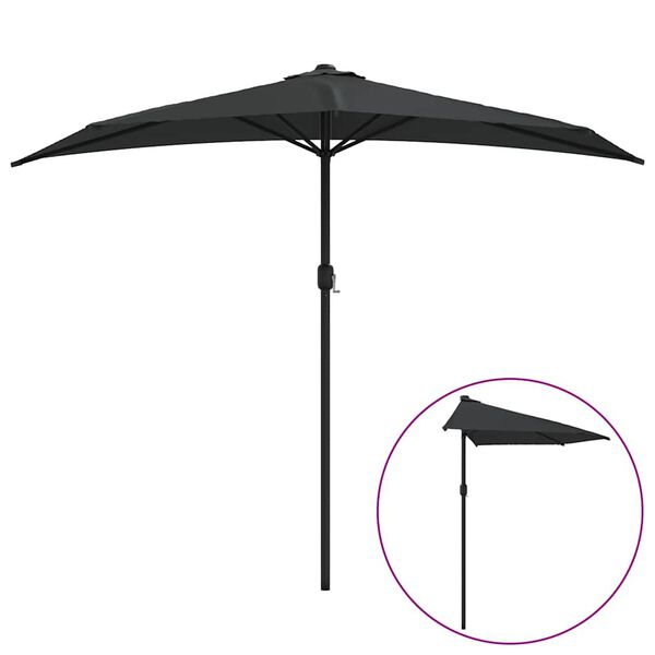 vidaXL altanparasol med aluminiumsstang 270x144x222 cm halv sort