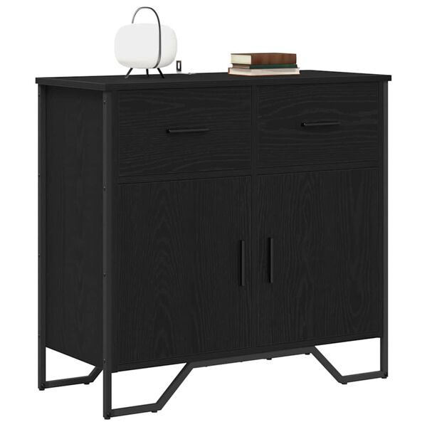 vidaXL Sideboard med skuffe Sort eg 79,5 x 35,5 x 74,5 cm