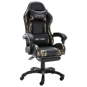 vidaXL gamerstol med fodst&oslash;tte kunstl&aelig;der sort og camouflage
