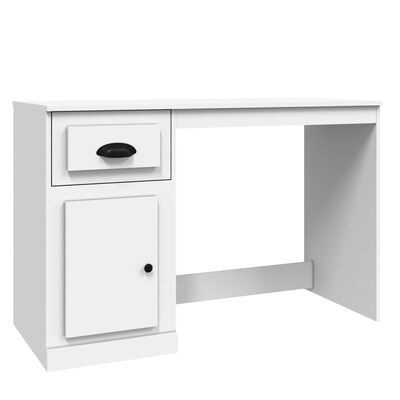 vidaXL skrivebord med skuffe 115x50x75 cm konstrueret træ hvid
