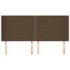 vidaXL sengegavl med kanter 163x16x118/128 cm stof m&oslash;rkebrun