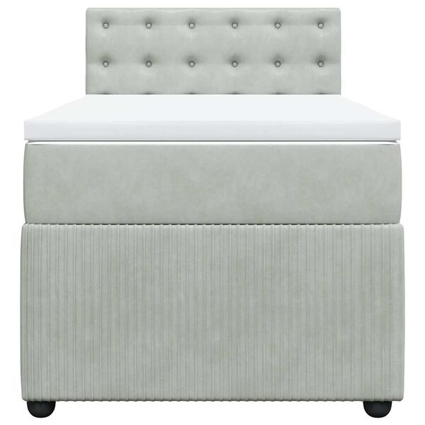 vidaXL kontinentalseng med madras 80x200 cm fl&oslash;jl lysegr&aring;