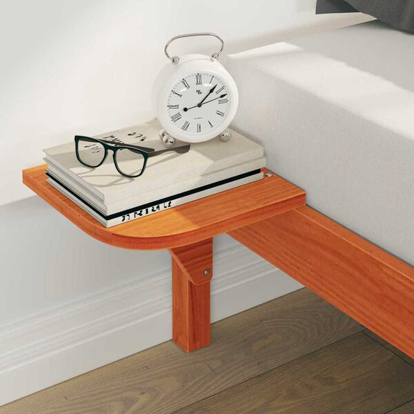 vidaXL Sengestel med sideborde Voks brun 200 x 210 cm Massiv fyrretr&aelig;