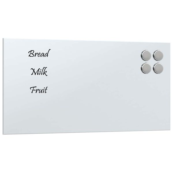 vidaXL v&aelig;gh&aelig;ngt magnettavle 40x20 cm h&aelig;rdet glas hvid