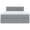 vidaXL Seng med opbevaring og LED Lysegrå 140 x 190 cm Polyester