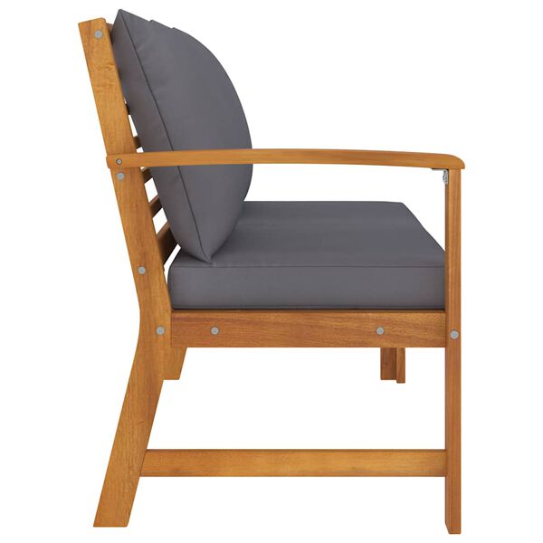 vidaXL havebænk 114,5 cm med mørkegrå hynde massivt akacietræ