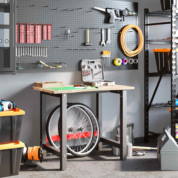 vidaXL arbejdsbænk 100x60x81,5 cm massivt egetræ