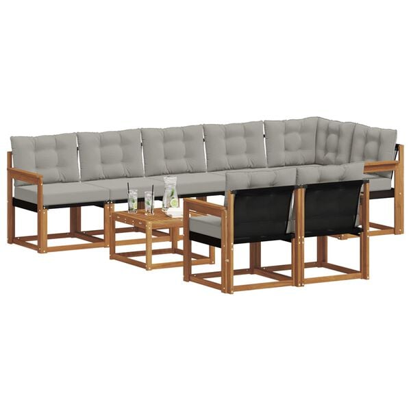 vidaXL Udend&oslash;rs sofagruppe med pude 9 pcs Naturlig og Lys Gr&aring;