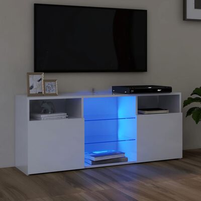 vidaXL tv-skab med LED-lys 120x30x50 cm hvid højglans