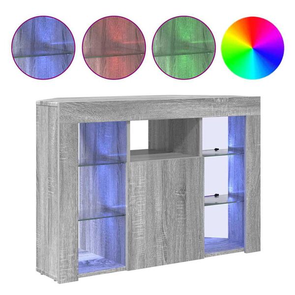 vidaXL Hj&oslash;rne LED TV Skab Gr&aring; Sonoma 100x40x68cm Konstrueret tr&aelig;