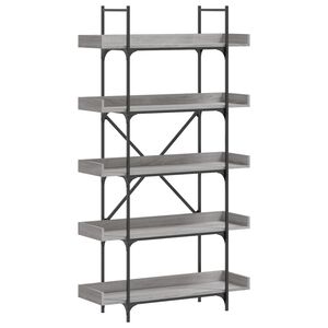 vidaXL bogreol 100x33x180,5 cm 5 hylder konstrueret tr&aelig; gr&aring; sonoma-eg