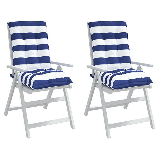 vidaXL stolehynder m. lav ryg 2 stk. oxfordstof striber bl&aring; og hvid