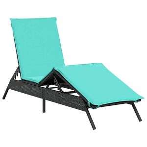 vidaXL liggestol med hynde sort polyrattan