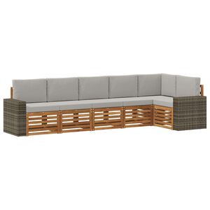 vidaXL Sektionalsofa s&aelig;t med pude 6 pcs Naturfarvet og lysegr&aring;