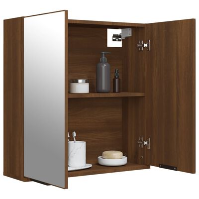 vidaXL badeværelsesskab med spejl 64x20x67 cm brun egetræsfarve