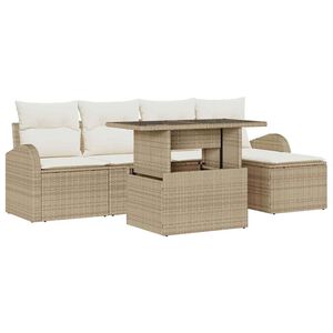 vidaXL Havesofa S&aelig;t 6 stk. Beige Poly rattan