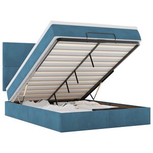 vidaXL osmannisk sengeramme med madrasser 140x190 cm fl&oslash;jl m&oslash;rkebl&aring;