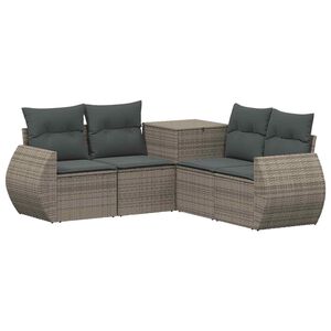 vidaXL Sofa S&aelig;t 5 stk. Gr&aring; og M&oslash;rkegr&aring; Poly Rattan og St&aring;l
