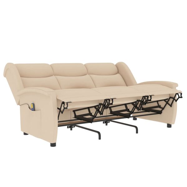 vidaXL 3-personers massagestol stof cremefarvet