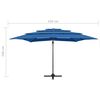 vidaXL parasol 250x250 cm 4 niveauer aluminiumsstang azurblå