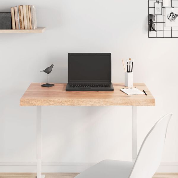 vidaXL bordplade 80x60x(2-4) cm naturlig kant behandlet træ lysebrun