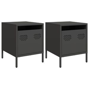 vidaXL sengeborde 2 stk. 35x39x43,5 cm st&aring;l sort