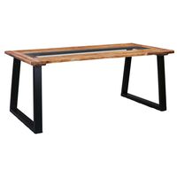vidaXL spisebord 180x90x75 cm massivt akacietræ og glas