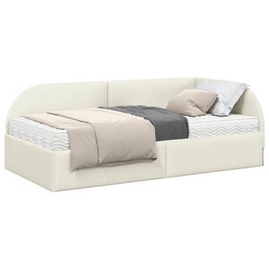 vidaXL Hj&oslash;rnesengramme med Madras 2 stk. Creme 80 x 200 cm Fl&oslash;jl