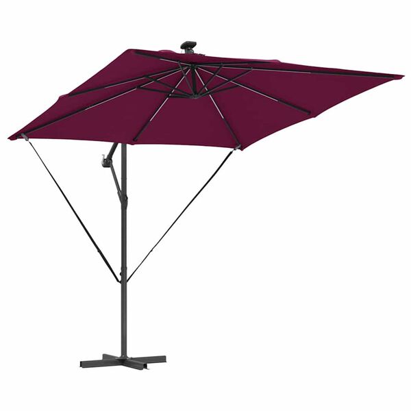 vidaXL Kantilever bananparasol Bordeauxrød 249 x 249 x 250 cm