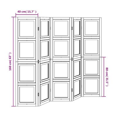 vidaXL rumdeler 5 paneler massivt kejsertræ hvid