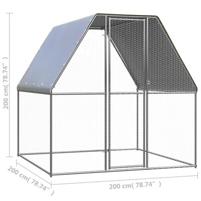 vidaXL hønsebur 2x2x2 m galvaniseret stål sølvfarvet og grå